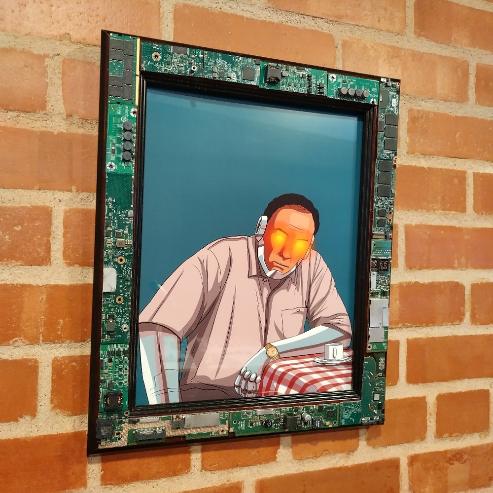 Tony Soprano Cyborg In Circuit Board Frame by Neon Nicho